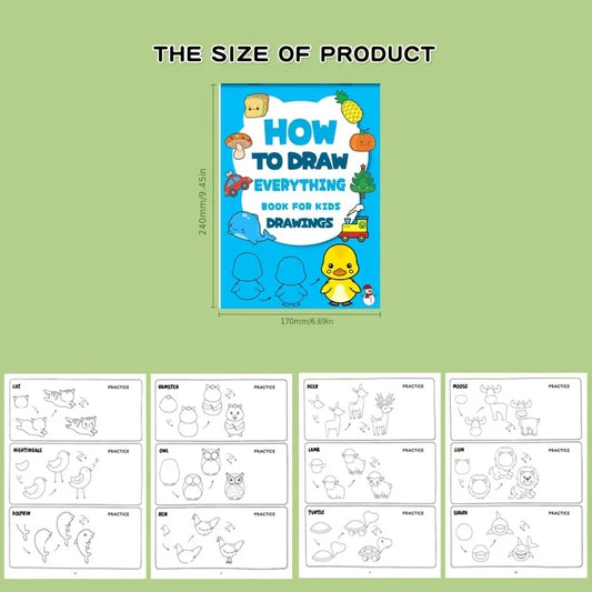 Fun Coloring Book, Children's Art Book: Simple 4-Step Drawing Guide, Interactive Drawing Activity Book for Kids 32 Pages