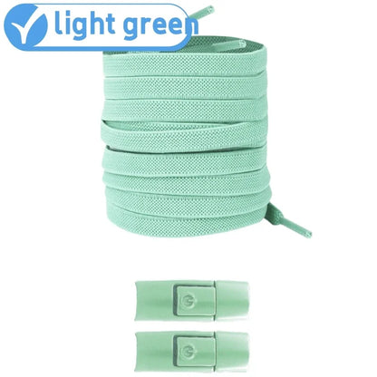 New Without Ties Elastic Laces No Tie Shoe Laces Press Lock Shoelaces Sneaker Kids Adult 8MM Widened Flat Shoelace for Shoes 
