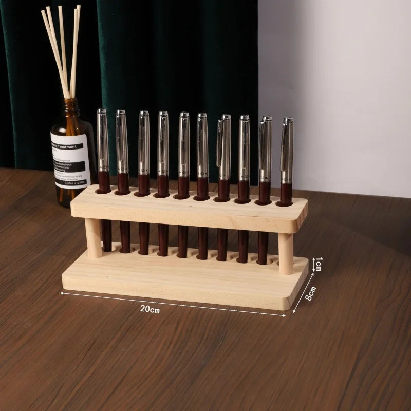 1PC Walnut Wood Multifunction Desk Organizer - Pen Holder, Phone Stand & Storage Solution for Office and School - 10-bin natu