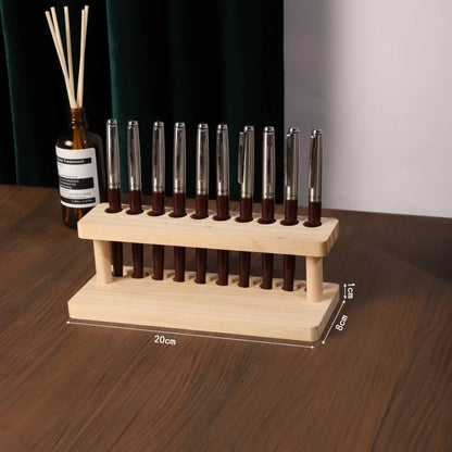 1PC Walnut Wood Multifunction Desk Organizer - Pen Holder, Phone Stand & Storage Solution for Office and School - 10-bin natu