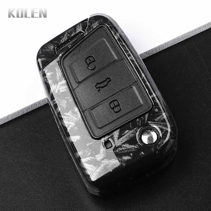 3 4 Buttons Carbon Fiber Car Key Case Cover For VW Volkswagen Golf 7 Tiguan MK2 For SEAT Ateca Leon FR 2 Ibiza For Skoda Octa