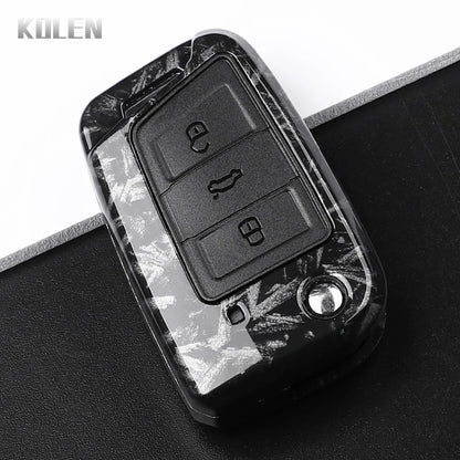 3 4 Buttons Carbon Fiber Car Key Case Cover For VW Volkswagen Golf 7 Tiguan MK2 For SEAT Ateca Leon FR 2 Ibiza For Skoda Octa