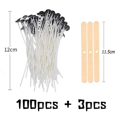Multiple Sizes Waxed Cotton Thread Candle Wick 100pcs/set Smokeless Wick & Holder Candle Making Set Accessories Wicks Bracket
