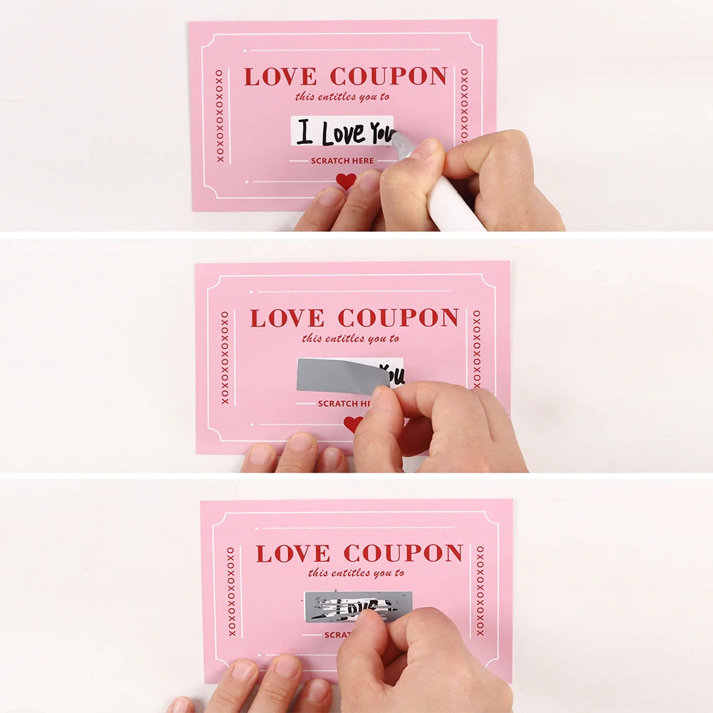 10Pcs/20Pcs Scratch-Off Love Coupons Couple Scratch Off Cards Valentine's Day Wedding Anniversary Creative Gifts