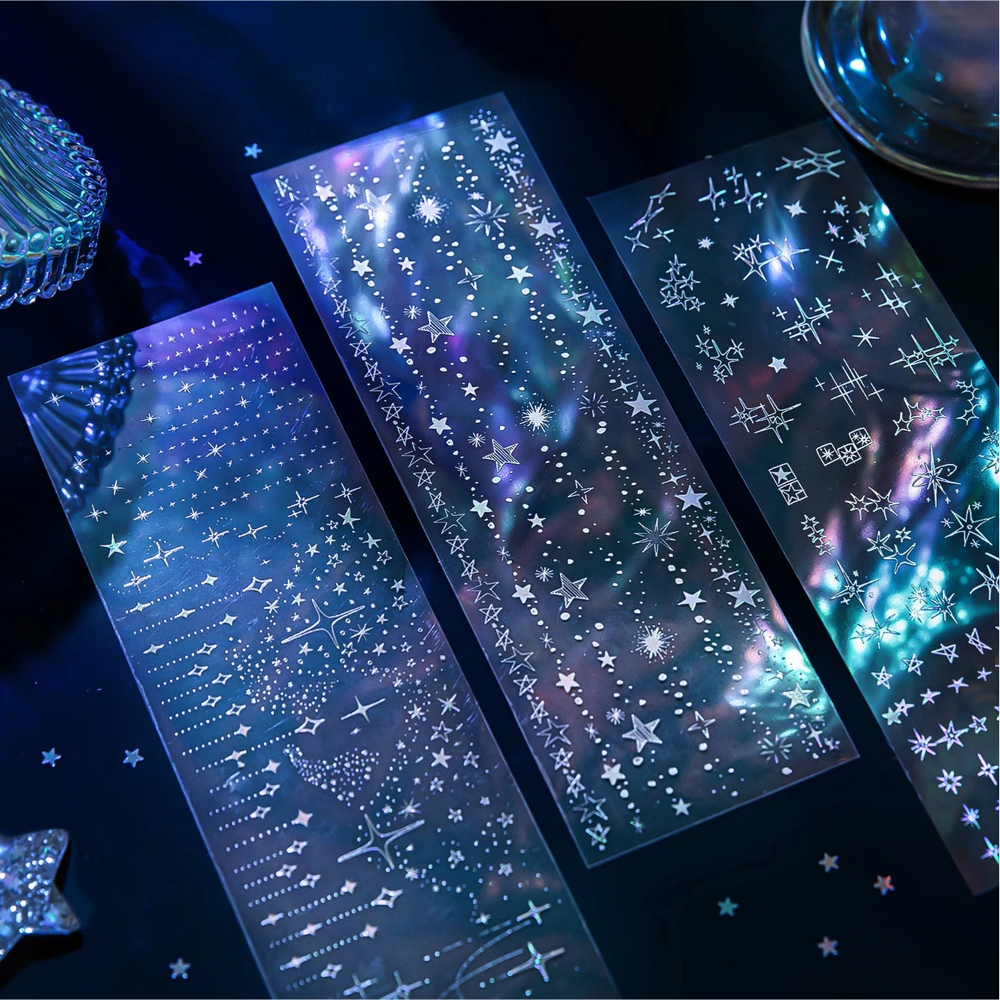 3sheets Element Collection Series Kawaii PET Laser Silver Stickers DIY Diary Phone Case Handmade Scrapbook Aesthetic Stickers