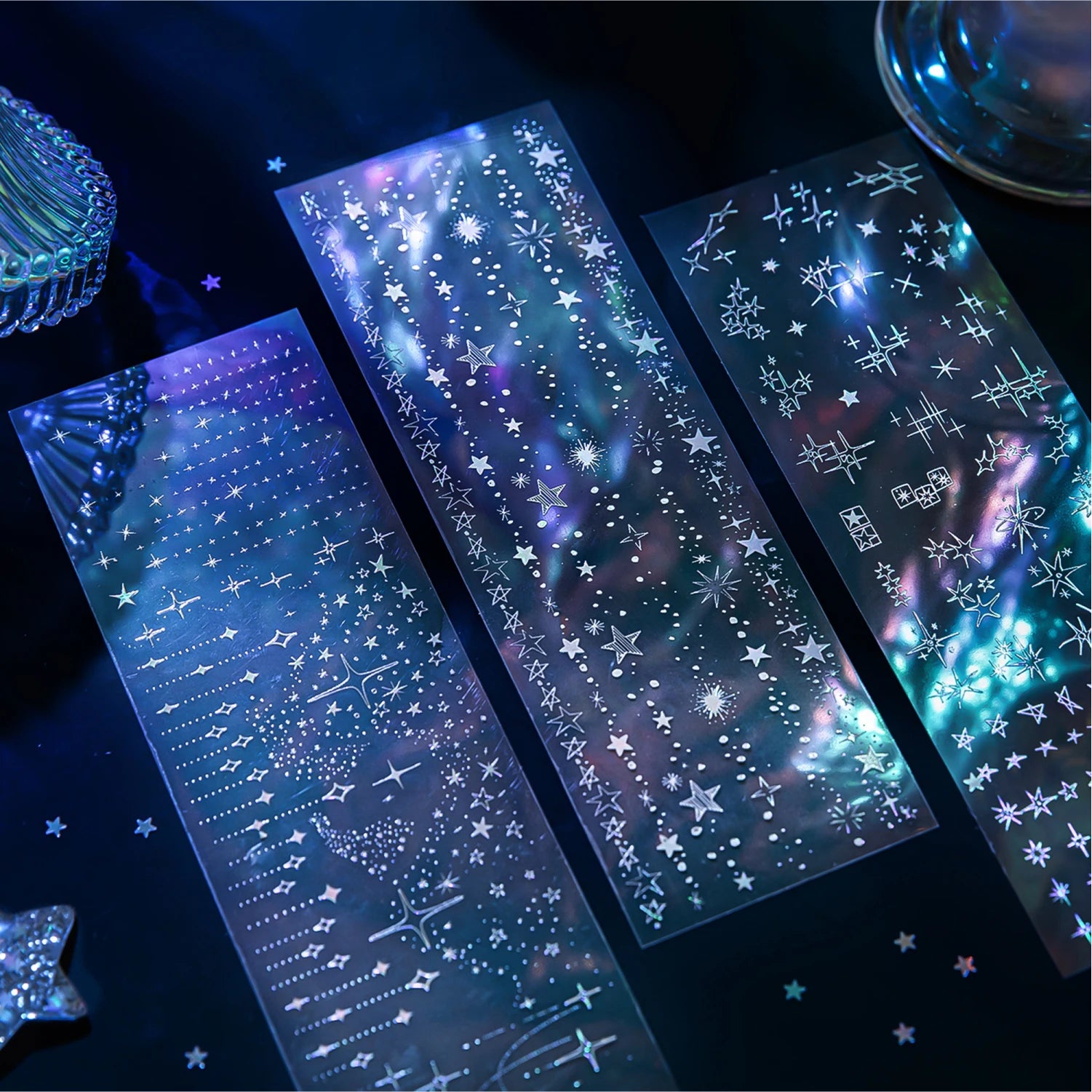 3sheets Element Collection Series Kawaii PET Laser Silver Stickers DIY Diary Phone Case Handmade Scrapbook Aesthetic Stickers