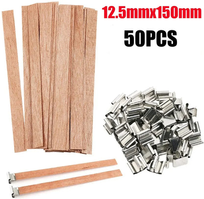 Handmade Soy Wax Candle Wooden Wick DIY Aromatherapy Candle Single Direction Wick Paraffin Wax Candle Crafting Guide - M-50PC