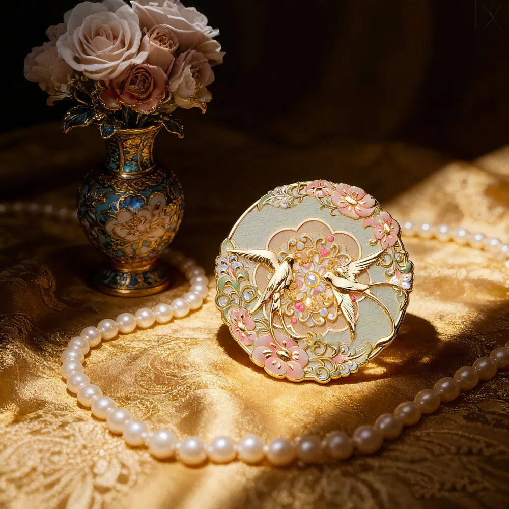 Vintage Chinese Style Mirror Peony Delicate Flower Mini Mirror Cosmetic Tools Portable Pocket Make-up Mirror