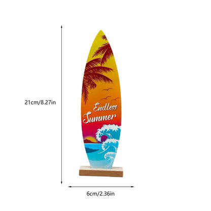 Surfboard Ornaments Sea Surfboard Summer Beach Ocean Theme Decorative Board Desktop Ornaments Wooden Crafts Holiday Decor - A