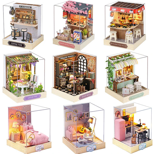 Mini Doll House DIY Small House Kit Handmade 3D Puzzle Assembly Model Building Room Bedroom Decoration Wooden Craft BirthdayG