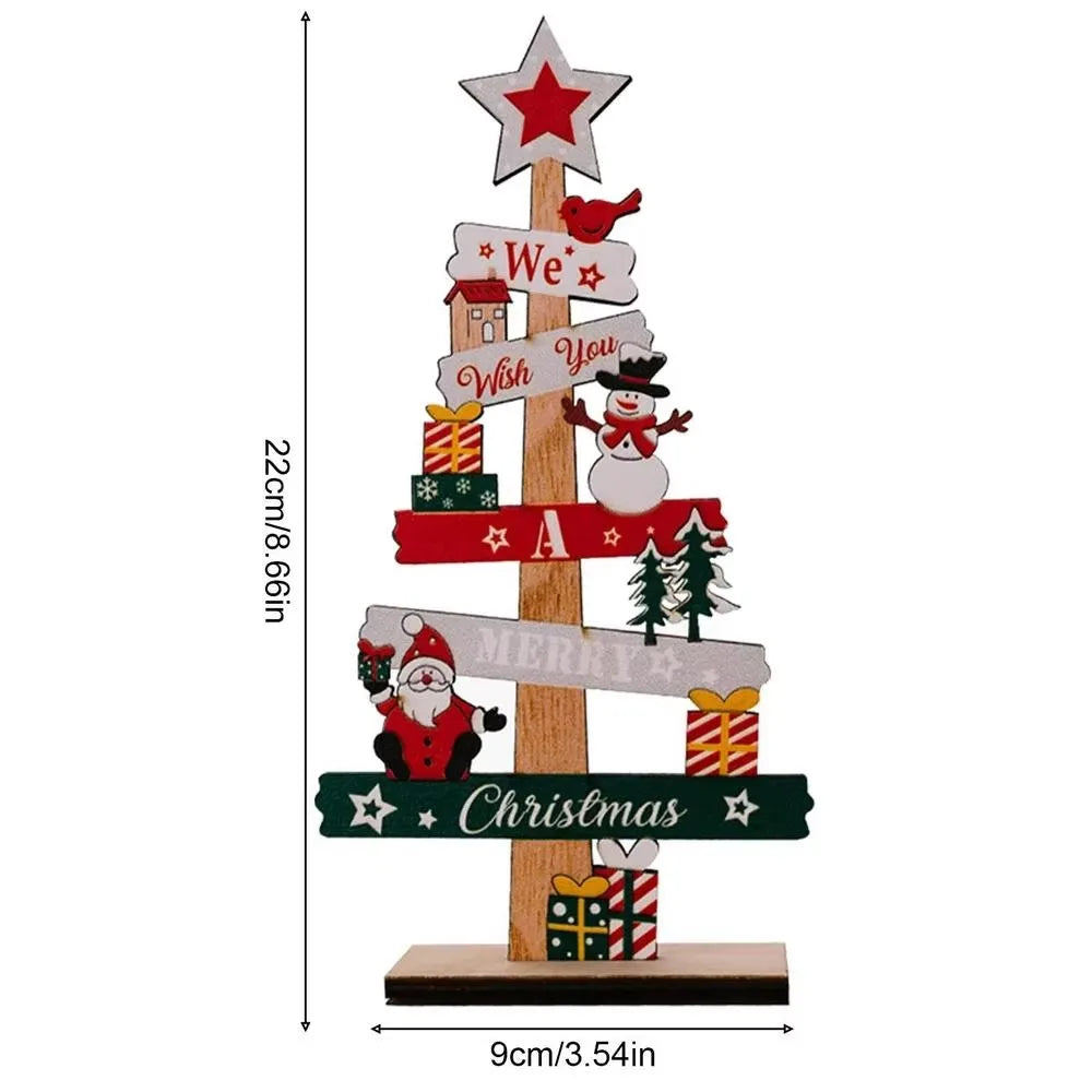 Desktop Christmas Tree Santa Claus DIY Decoration Wooden Christmas Signs Plaque Xmas Decoration 2024 New Years Party Gifts - 