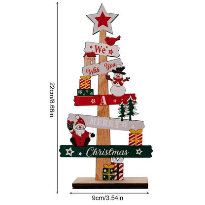 Desktop Christmas Tree Santa Claus DIY Decoration Wooden Christmas Signs Plaque Xmas Decoration 2024 New Years Party Gifts - 