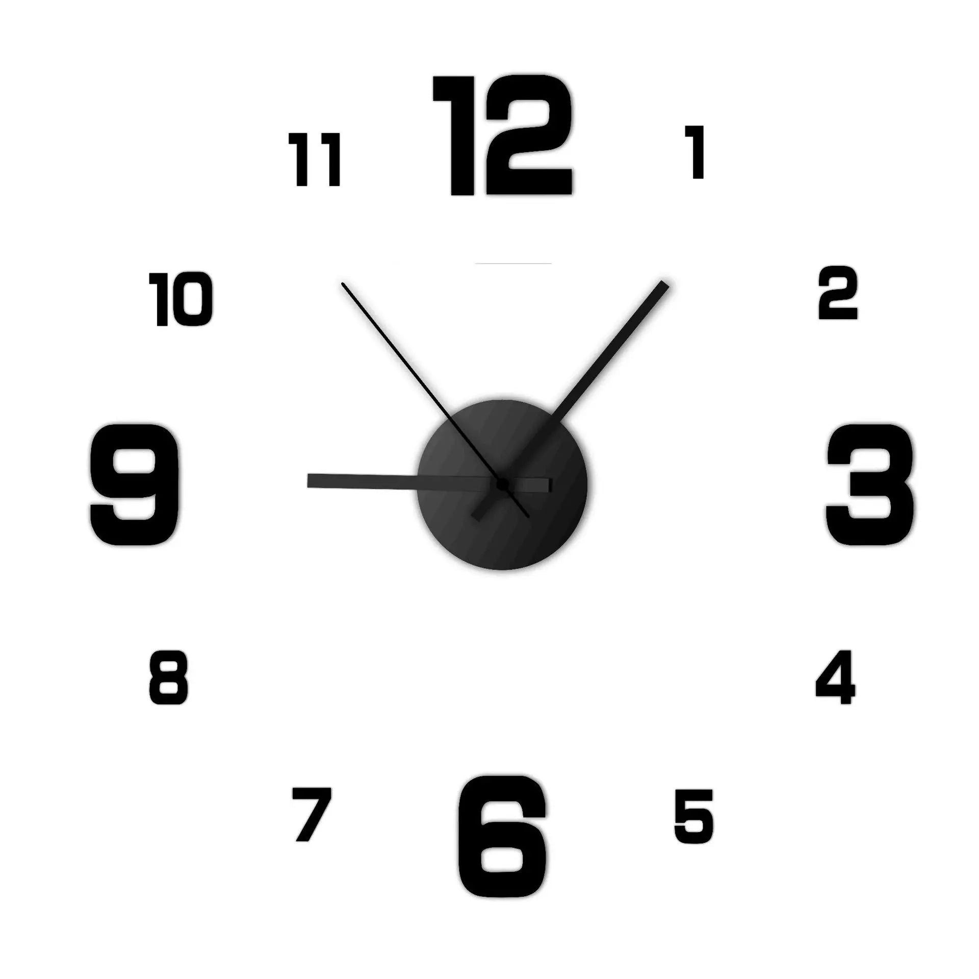 Creative Frameless DIY Wall Clock Wall Decal Home Silent Clock Living Room Office Wall Decoration - Black