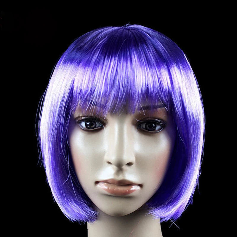 Bob Wig Pretty Women Short Bob Wigs Natural Fashion Halloween Cosplay Anime Wigs Cute Colored Synthetic Daily Party Xmas Wig