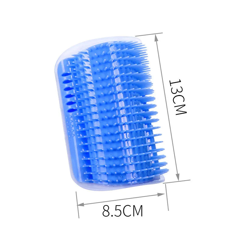 Massage Pet Cat Brush Corner Scrape Hair Removal Beauty Clean Corner Brush Removable Scratcher Comb for Kitten Cat - Blue