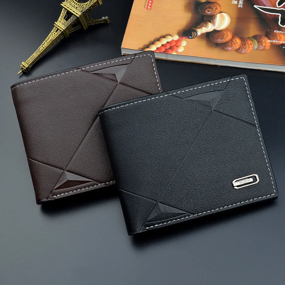 Men Short Bifold Faux Leather Masculina Billetera Credit ID Card Holder Wallet Billfold Purse Clutch Solid Hombre Business Sl