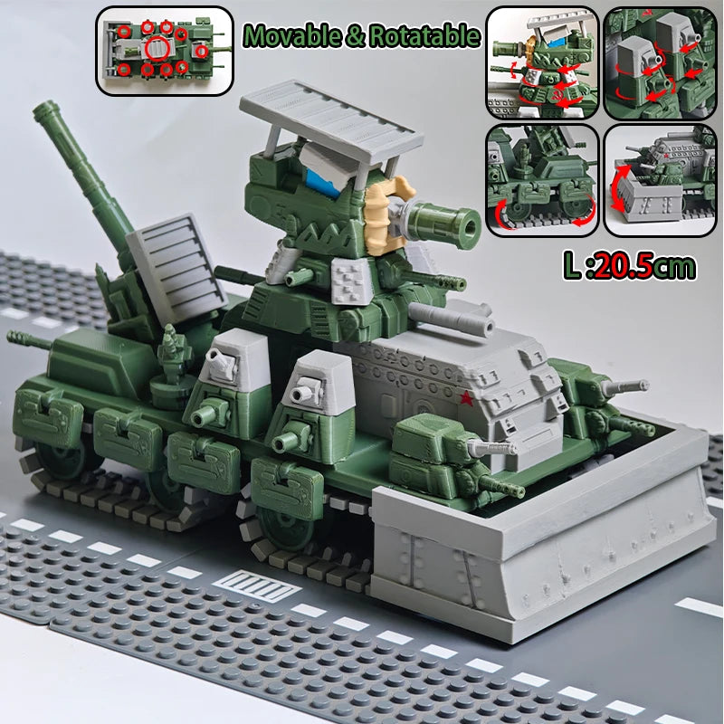 Military Tank Half Tracked Armor Vehicle 3D Printed Action Figure Model Creative Toy for Birthday Christmas Collectible Gift 
