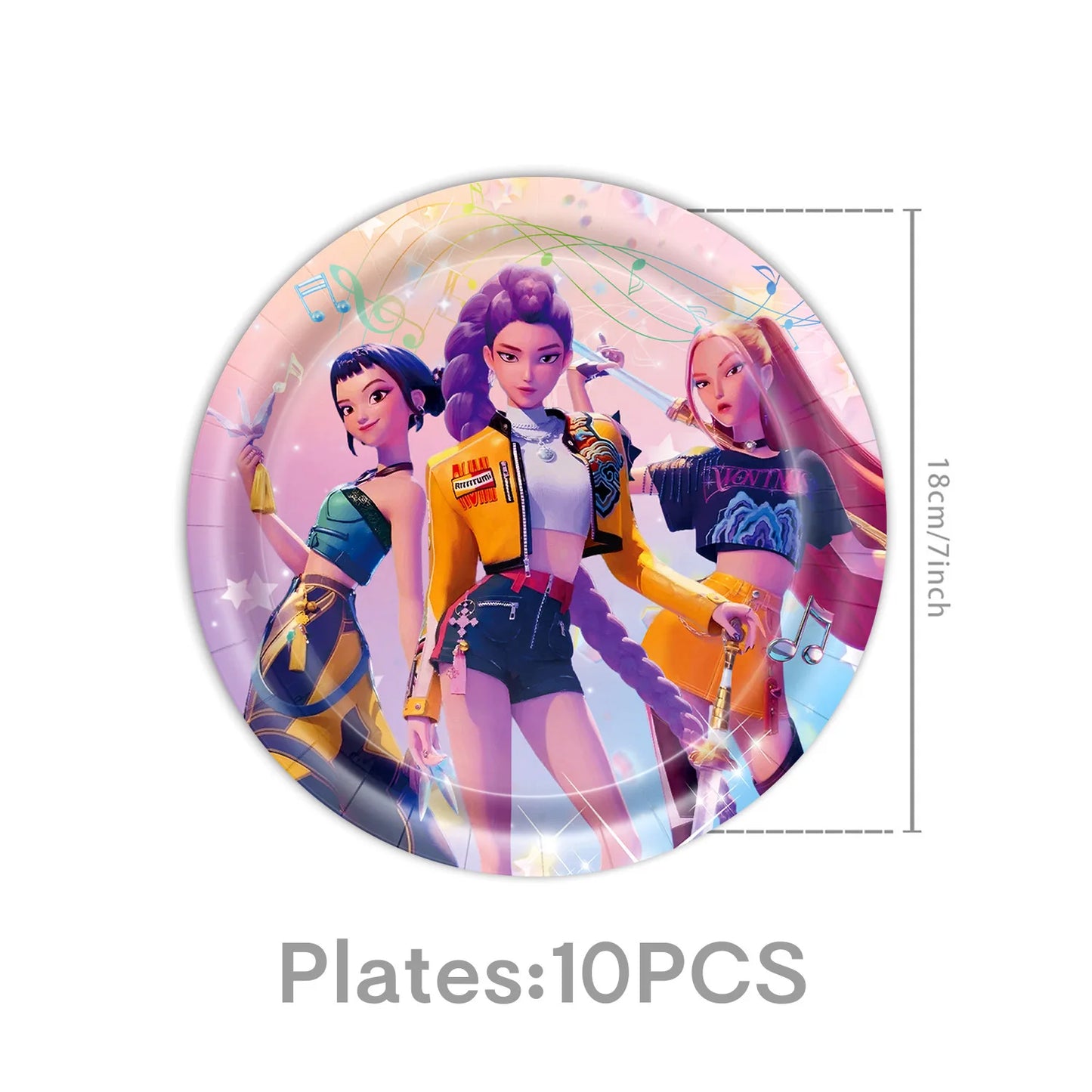 K-Pop Theme Disposable Tableware Set for Kids Birthday Baby Shower Party - Paper Plates Cups And Tablecloth with Birthday Ban