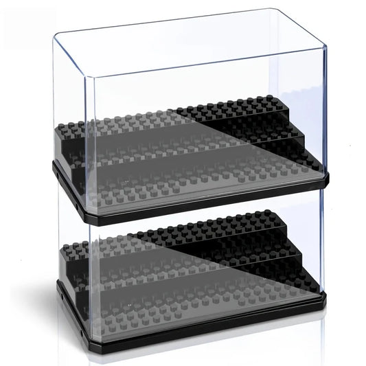 Display Case Clear Shelf Wide 3 Tier Box for Minifigures - Acrylic Protector for Small Pop Figures - Transparent Showcase Sto