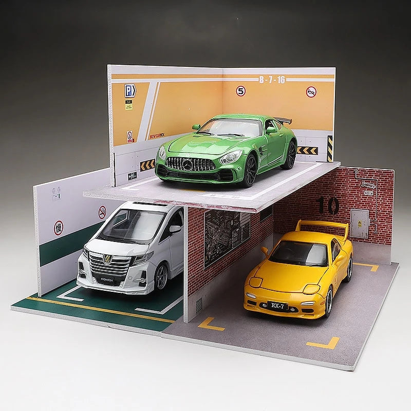Diorama 1 32 Model Parking Space Diecast Car Miniature Cars Alloy Model PVC Board Scene Garage Background Wall DIY Ornament