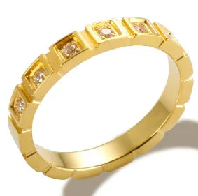 Personality Round Beads Ring Band Small Clear Crystal Zircon Waterproof Stainless Steel Rings Simple Granular Fine Jewelry - 