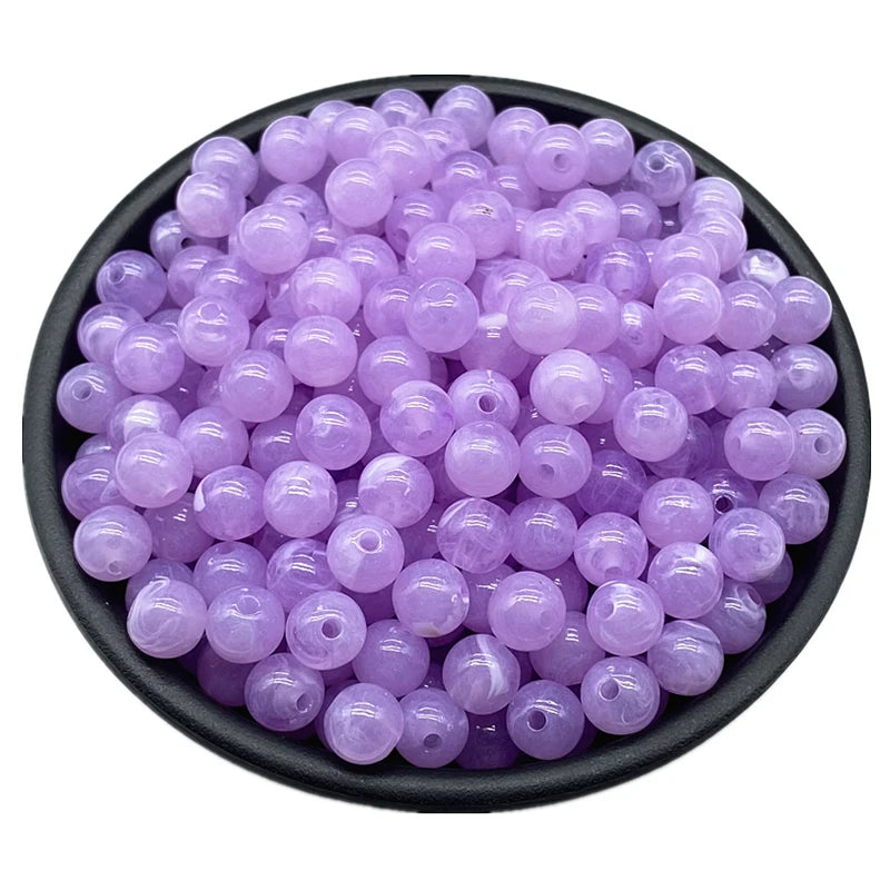 6 8 10mm Acrylic Round Beads for Jewelry Makeing Bracelet Necklace DIY Accessory