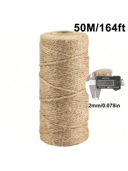 Natural Jute Rope 2mm 164ft, 328ft Odorless, Cat Scratching, Home Decor, Biodegradable, Decorative, Pet Friendly - Handmade D