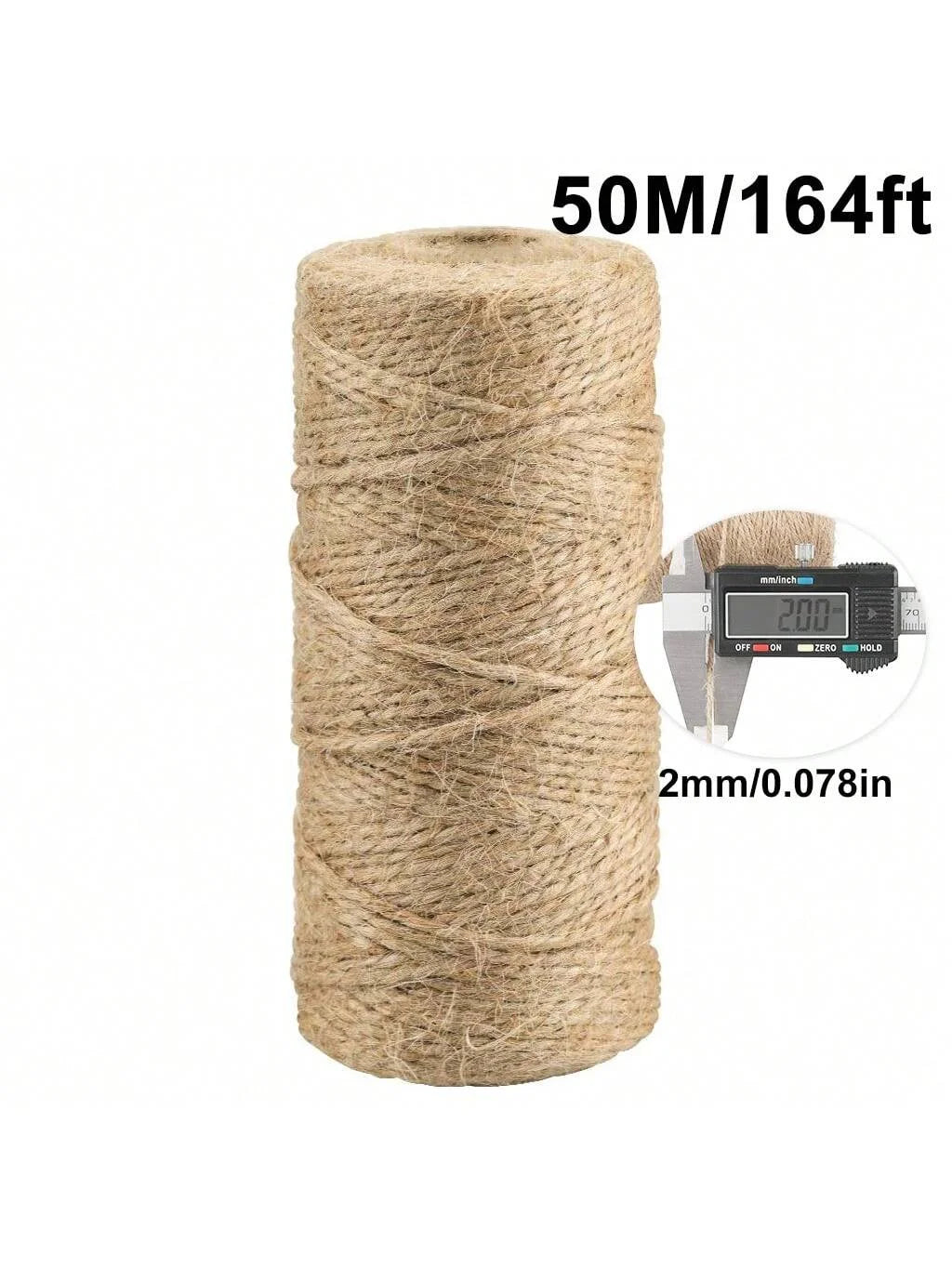 Natural Jute Rope 2mm 164ft, 328ft Odorless, Cat Scratching, Home Decor, Biodegradable, Decorative, Pet Friendly - Handmade D