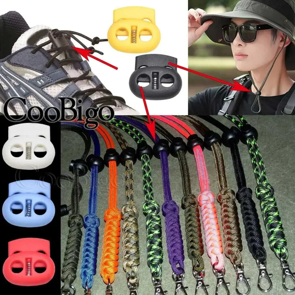 12pcs Plastic Stopper Cord Lock Bean Toggle Clip Apparel Shoelace Sportswear Rope Paracord Lanyard Accessories Colorful 5mm H