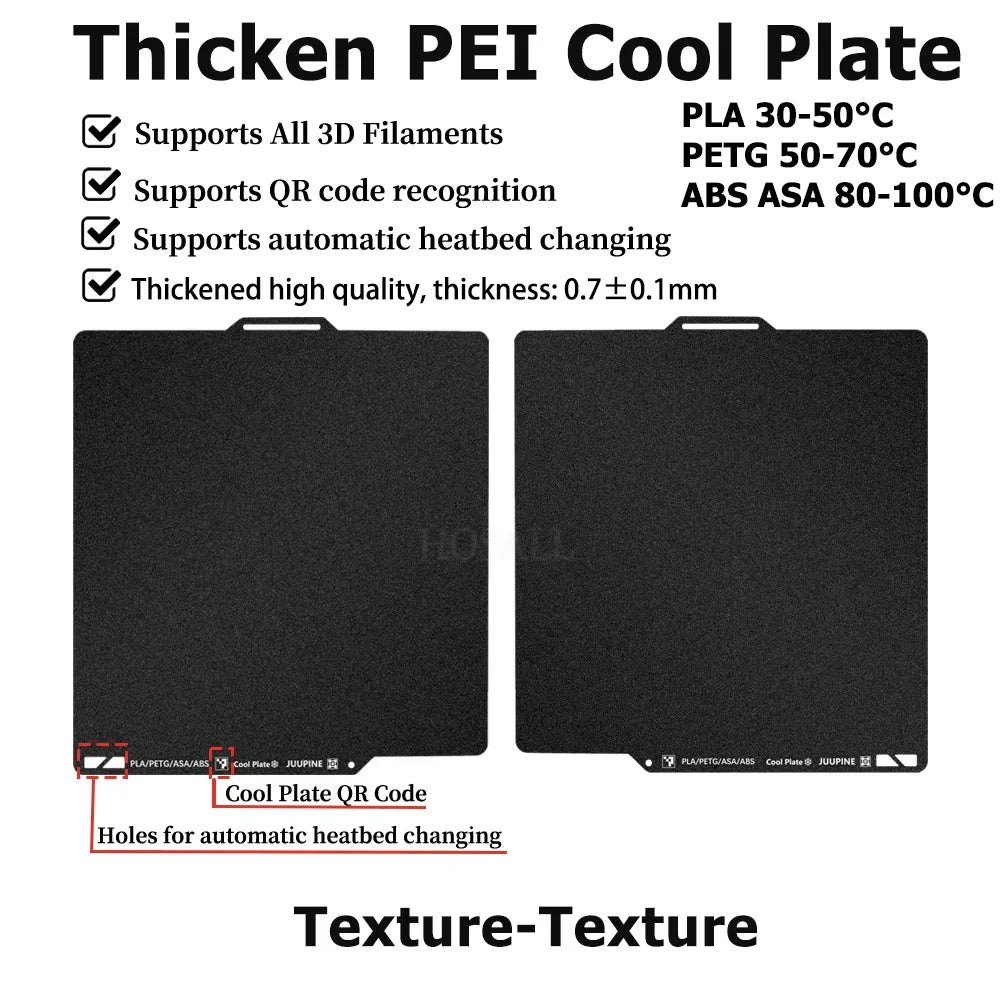 3D Printer Build Plate for Bambu Lab P2S X1 X1C P1P P1S A1 3D Printer Accessories PET Carbon Fiber Diamond PEI Texture Heatbe