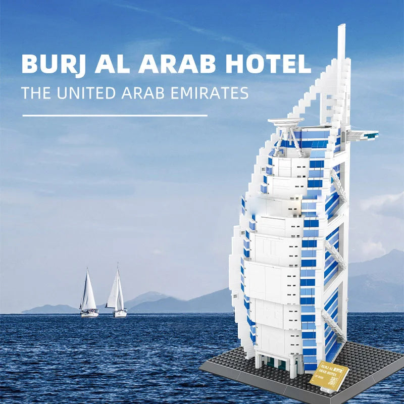 World Famous Modern Architecture United Arab Emirates Dubai Burj Al Arab Hotel Creative Building Block Construction Bricks To