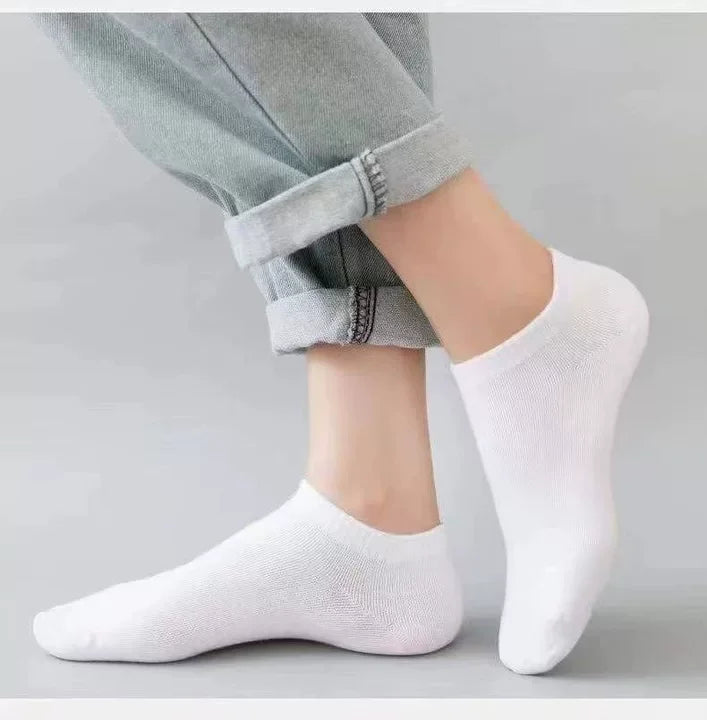 Unisex Casual Plain Color Boat Socks Thin Breathable Comfy Anti Odor Sweat-absorbing Low Cut Ankle Socks For Men Women - Whit