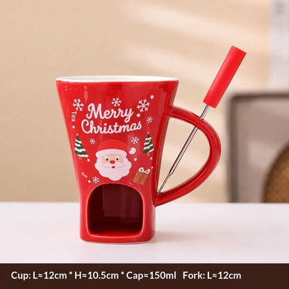 New 130ML European Candle Cup Cheese Chocolate Melting Ceramic Mug Heating Food Ceramic Mug with Fork Coffee Mug Tableware HW