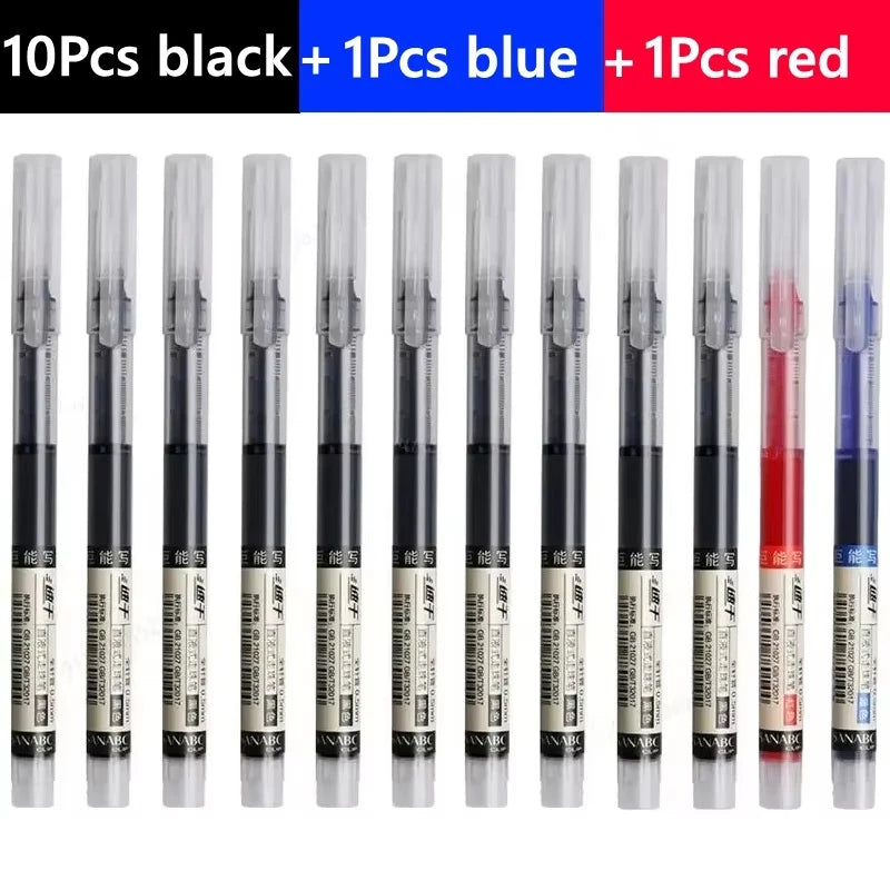 3-102Pcs/set Needle Type Gel Pens Straight Liquid Ballpoint Pen Kawaii Stationery School Office Supplies Writing - 10black 1b