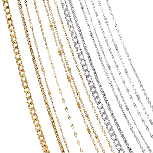 2Meters/Lot Stainless Steel Chains Gold Color Chain for Jewelry Making DIY Necklace Bracelet Accessories Lips Beads Beaded Ch