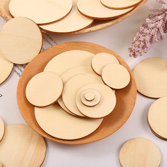 3-100Pcs Unfinished Round Wood Slices 1cm-10cm DIY Crafts Wooden Circle Discs Christmas Jewelry Painting Wedding Ornament Dec