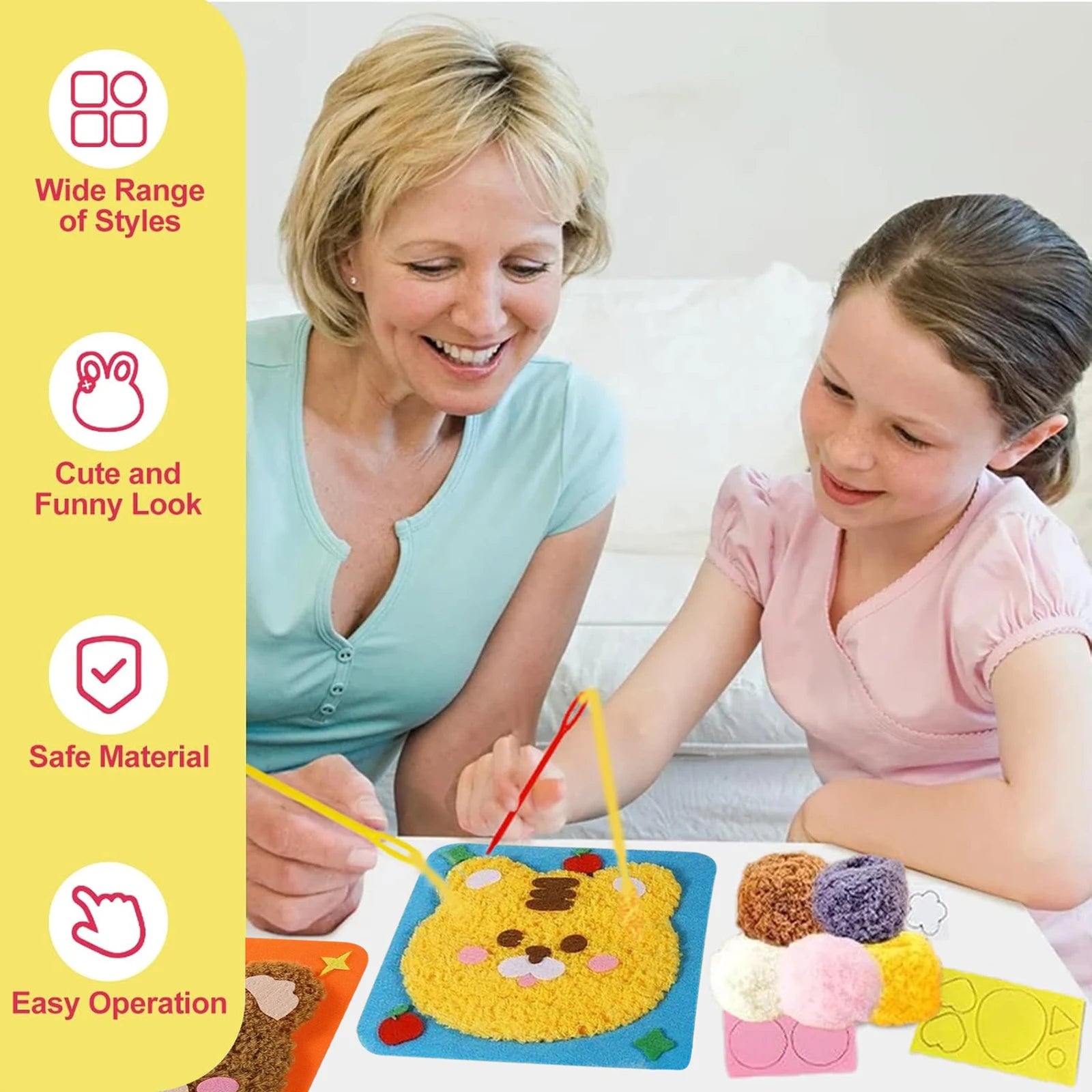 First Sewing Kit for Beginner Kids Arts Crafts DIY Embroidery Projects Animal Dolls Set Gift for Girls Boys Learn to Sew Felt
