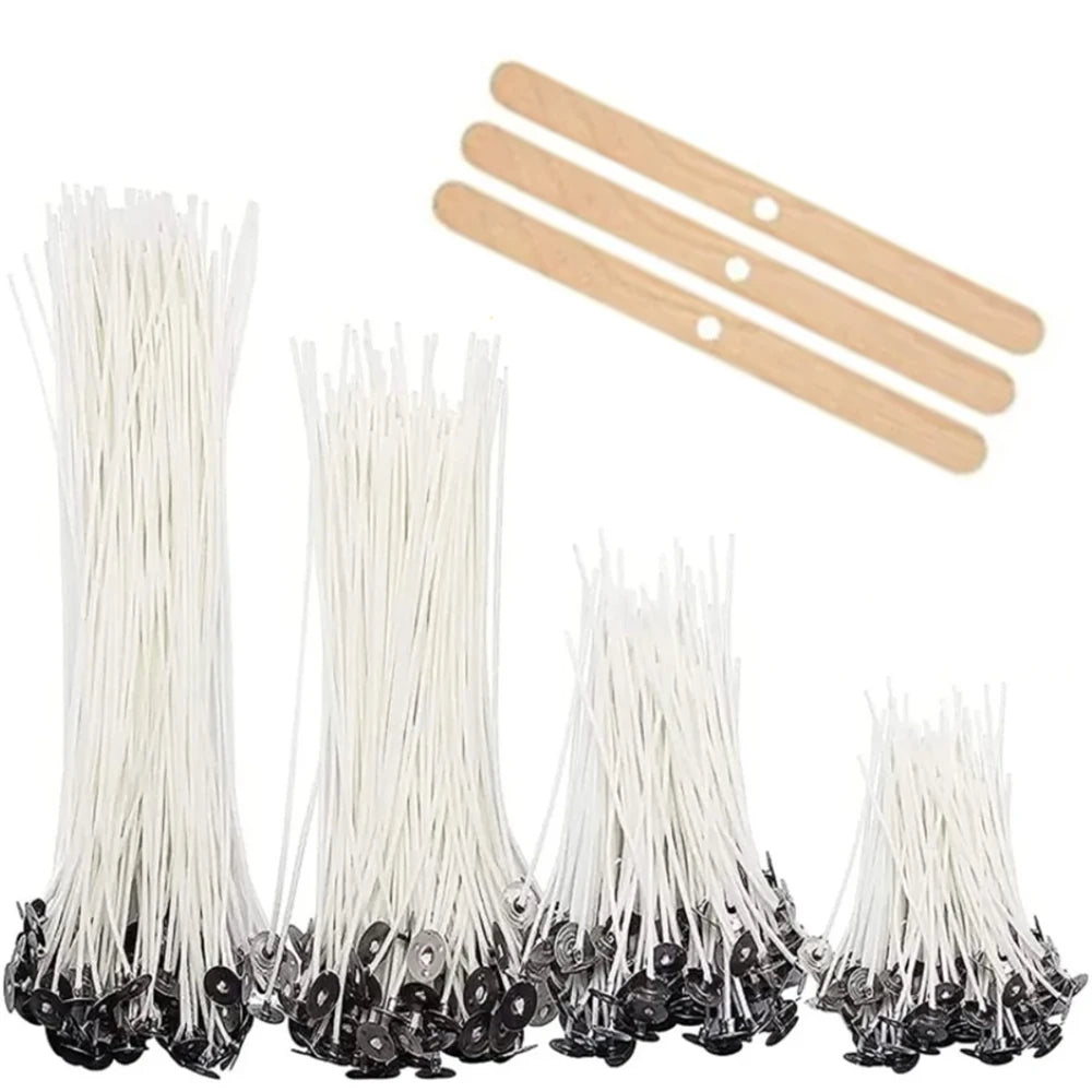 53pcs Candle Wicks Holder Waxed Cotton Candle Wicks Set with Stand Original Smokeless Candle Wicks Soy Oil Wax Core Woven Mak