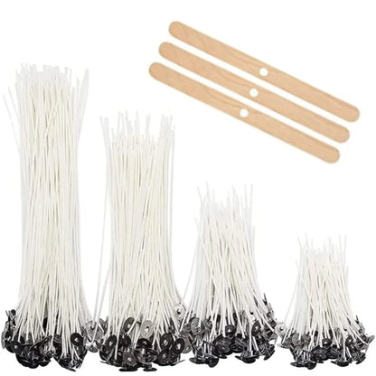 53pcs Candle Wicks Holder Waxed Cotton Candle Wicks Set with Stand Original Smokeless Candle Wicks Soy Oil Wax Core Woven Mak