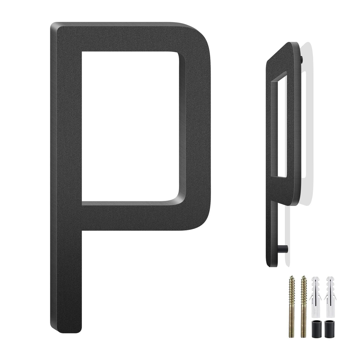 3-10 Inch Floating Aluminum House Address Numbers Letters, Modern Metal House Numbers for Outside, Black Metal Door Address L