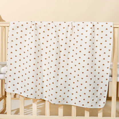 Cotton Muslin Cute Cartoon Printing Baby Swaddle Blanket Soft Breathable Newborn Baby Receiving Blanket For Infant Boys Girls