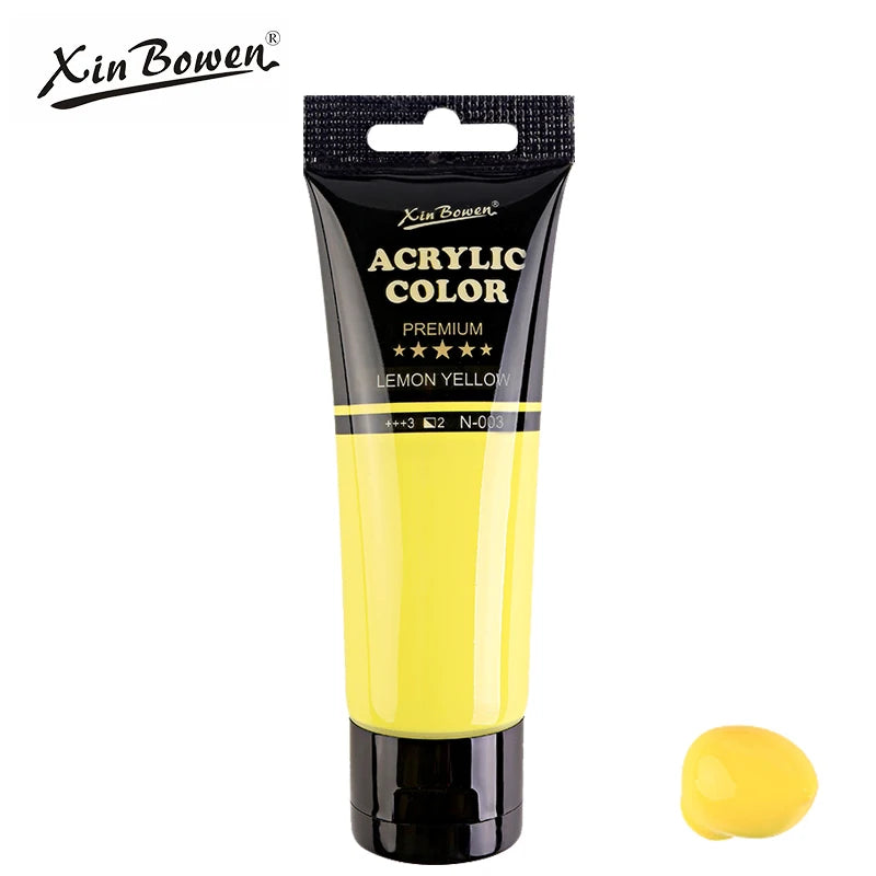 75ml Acrylic Paint for Wall Art Student DIY Graffiti Shoes Waterproof Sun Resistant Textile Painting Materials - Yellow