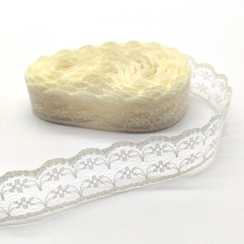 10 Yards High Quality Beautiful White Lace Ribbon Tape 22MM Lace Trim DIY Embroidered For Sewing Decoration African Lace Fabr