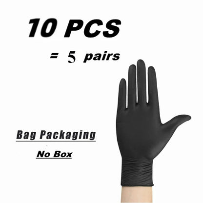 10/20/50/100PCS Black Nitrile Disposable Gloves for Work Latex Free Home Cleaning Glove Textured Mechanic Tattoo Hair Dye Bea