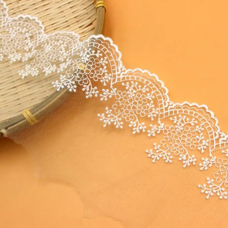 3 Meters White Color Cute Cotton embroidered mesh lace Garment lace trims trimmings DIY Sewing accessories