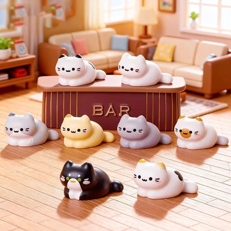 8Pcs Cute Cat Figurine Miniature DIY Decor Lovely Kitten Ornament Home Desk Car Dashboard Micro Landscape Mini Crafts Decorat