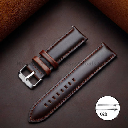 Genuine Leather Watchband 18mm 20mm 22mm 24mm 26mm Vintage Cowhide Watch Strap for DW Quick Release Bracelet Universal Wristb
