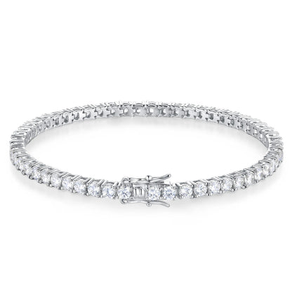 100% S925 Sterling Silver 2-6mm Real Moissanite Tennis Bracelet for Women Wedding Jewelry Christmas Exquisite Gift