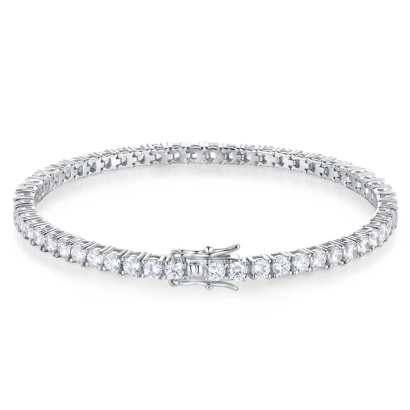 100% S925 Sterling Silver 2-6mm Real Moissanite Tennis Bracelet for Women Wedding Jewelry Christmas Exquisite Gift - Sliver