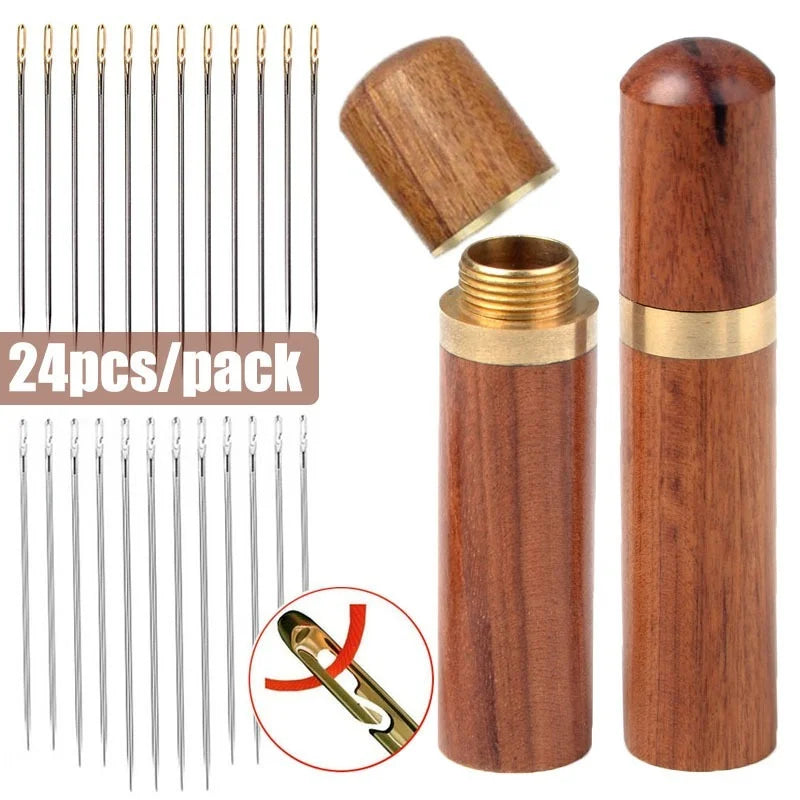 30pcs Blind Sewing Needle Elderly Stainless Steel Quick Automatic Self-Threading Needle Stitching Pins DIY Punch Needle Threa